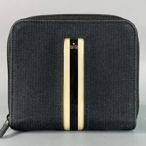 GUCCI Black Cream Stripe Canvas Wallet